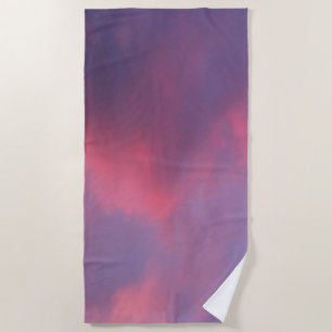 Blue Pink Clouds Beach Towel
