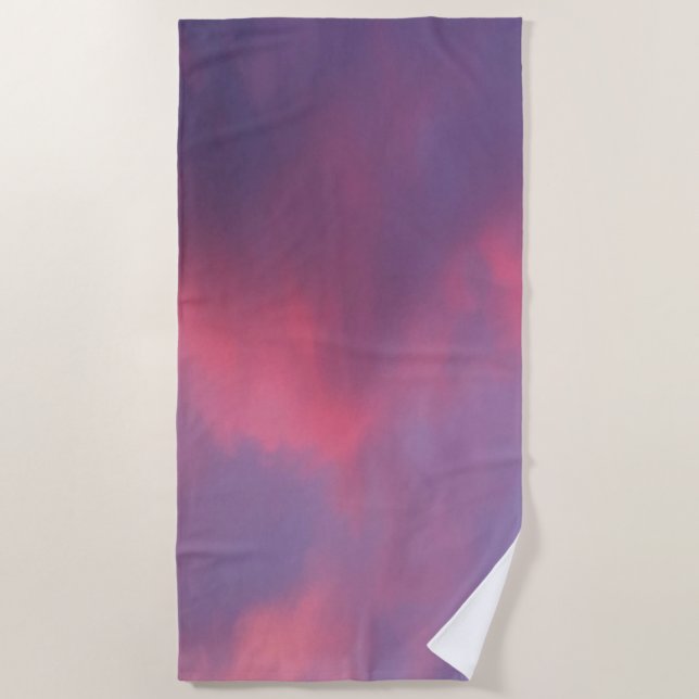 Blue Pink Clouds Beach Towel (Front)