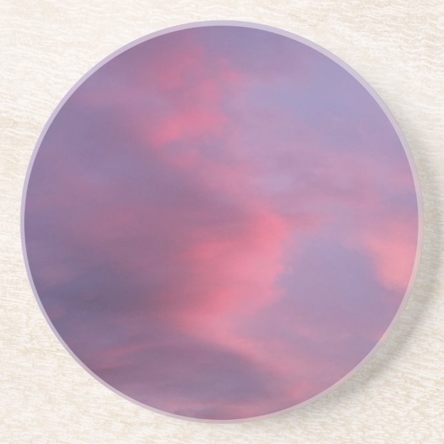 Blue Pink Clouds Coaster (Front)