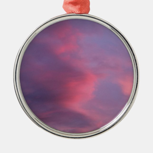 Blue Pink Clouds Metal Tree Decoration (Front)