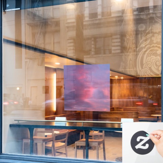 Blue Pink Clouds Window Cling (Cafe Window)