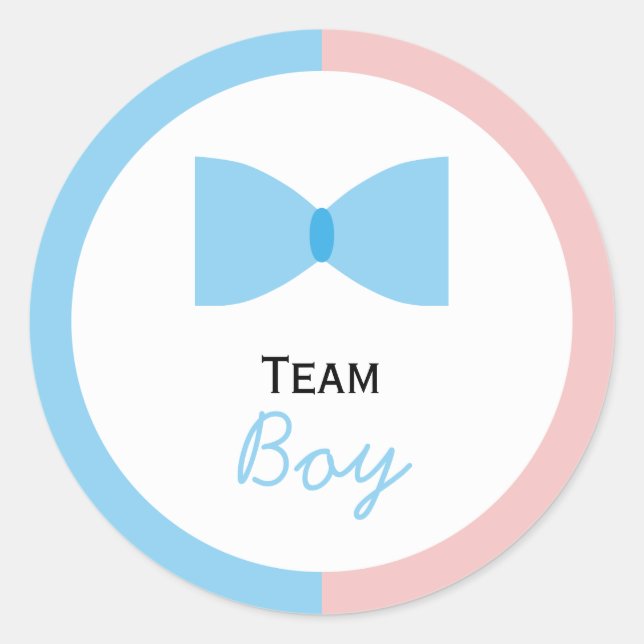 Blue Pink Colour Block Gender Reveal Bow Bow Tie Classic Round Sticker (Front)