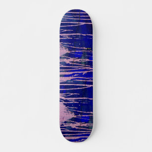 Blue pink colour striped skateboard