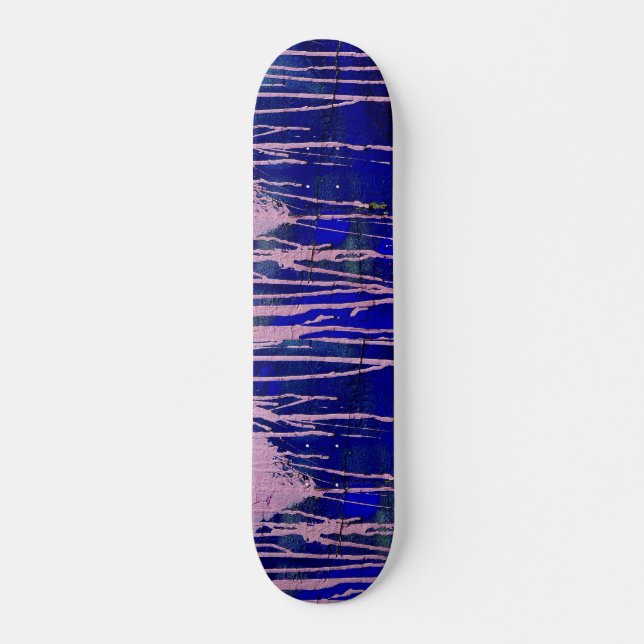 Blue pink colour striped skateboard (Front)