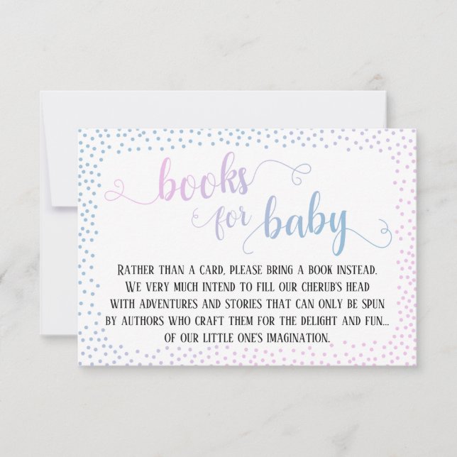 Blue Pink Confetti Baby Book Request insert Card (Front)