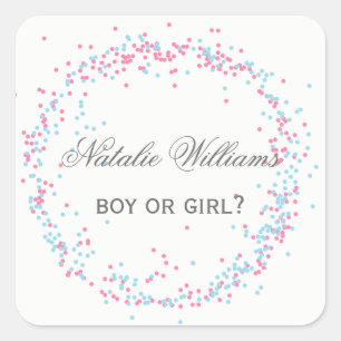 Blue & Pink Confetti - Square Sticker
