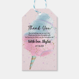 Blue Pink Cotton Candy BronzeGold Glitter Birthday Gift Tags