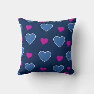 Blue Pink Cute Cosy Modern Romantic Chic Heart  Cushion