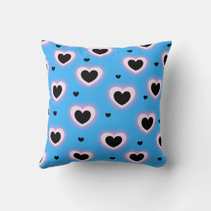 Blue Pink Cute Cosy Modern Romantic Chic Heart  Cushion