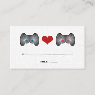 Blue Pink Cute Gamer Place Card