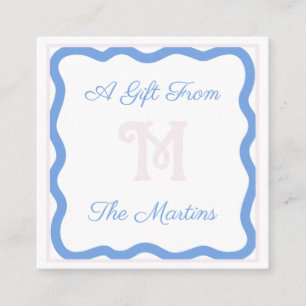 Blue/ Pink Dainty Bow 2.5" x 2.5" Enclosure Card