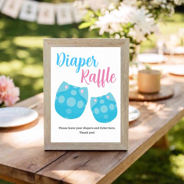 Blue Pink Diaper Raffle Gender Reveal Party Draw Poster (Blue Pink Diaper Raffle Gender Reveal Party Draw Poster
)