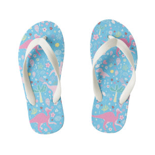 Blue Pink Dinosaur Pattern Kid's Flip Flops