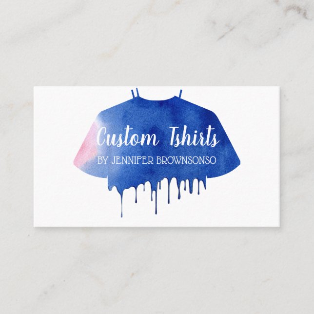 Blue Pink Drip Shirt Clothing Apparel Business Card (Front)