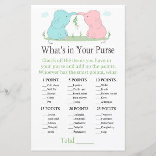 Blue Pink Elephant What's in your purse game