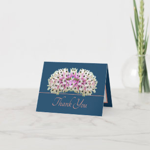 Blue Pink Exotic White Orchid Bouquet Thank You Card