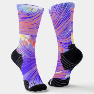blue & pink Feathers Socks