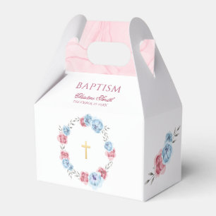 Blue Pink Floral Baby Baptism Christening Favour Box