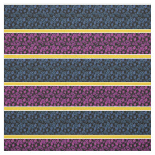 Blue/pink floral-gold/white stripe - black fabric