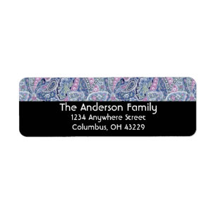 Blue & Pink Floral Pattern Return Address Labels
