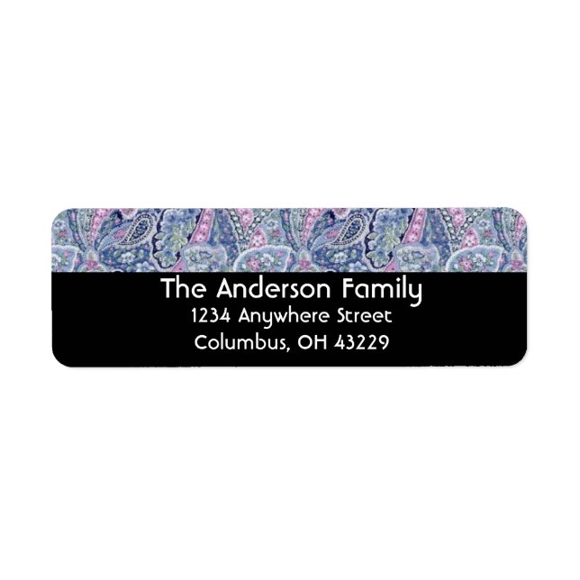 Blue & Pink Floral Pattern Return Address Labels (Front)