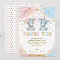 Blue Pink Flower Elephant Boy Girl Baby Shower
