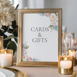  BLUE PINK FLOWERS Bridal Shower CARDS & GIFT Poster