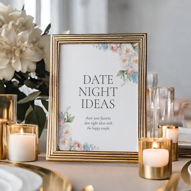  BLUE PINK FLOWERS Bridal Shower How Many Kisses Poster (Creator Uploaded)