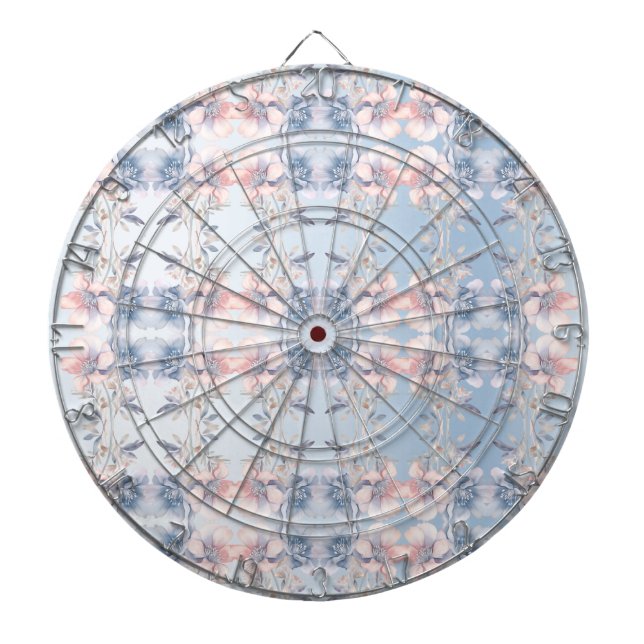 Blue Pink Flowers Dartboard (Front)