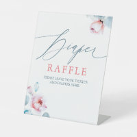 Blue Pink Flowers Diaper Raffle Ticket Place Sign
