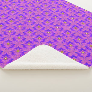 Blue Pink Flowers in 3D , Artdeco Sherpa Blanket
