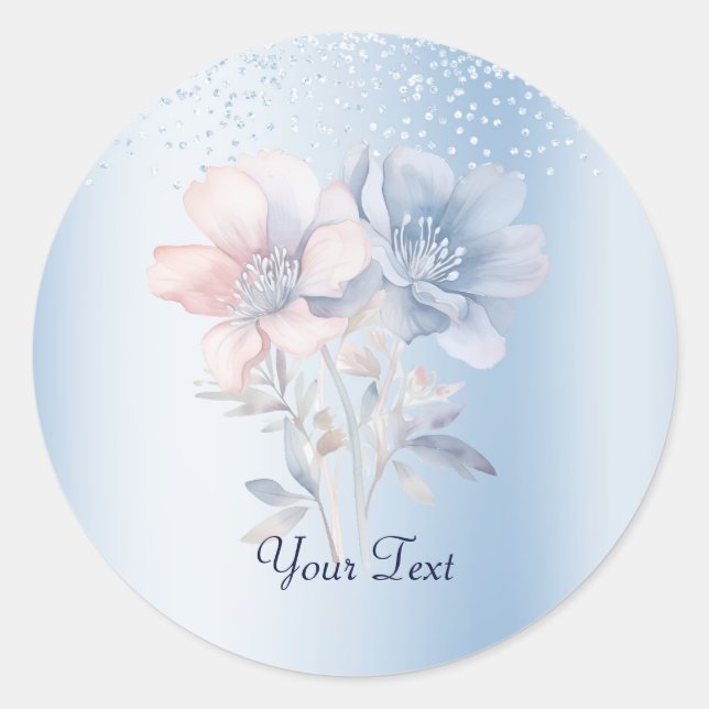 Blue Pink Flowers Sticker (Front)