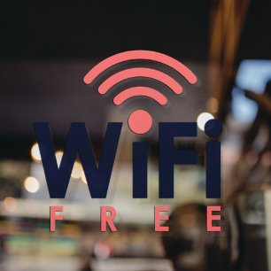 Blue & Pink Free WIFI Network Window Cling