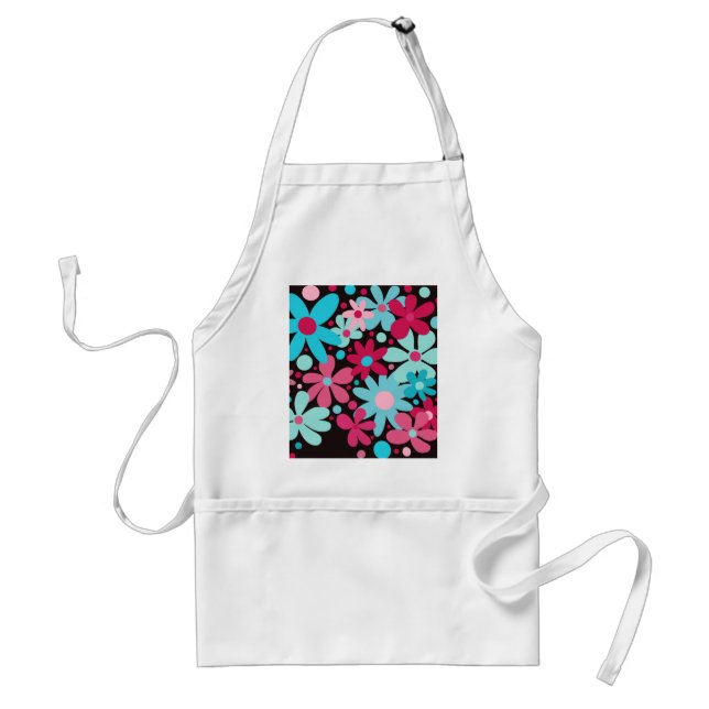Blue & pink funky flowers  standard apron (Front)