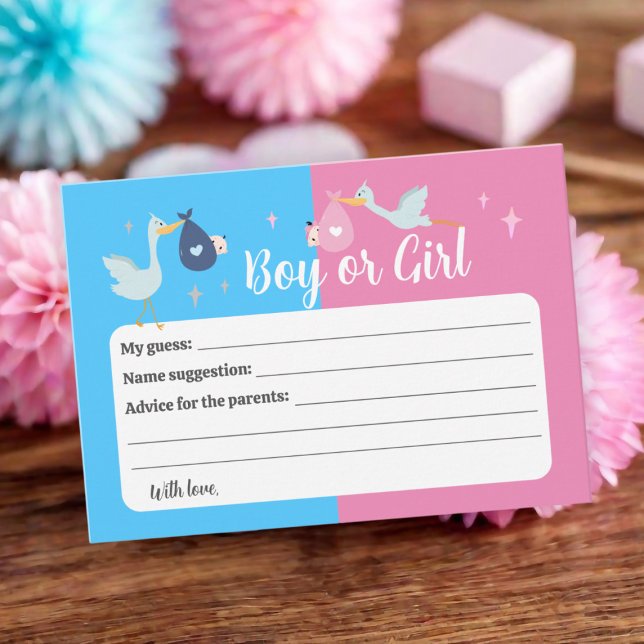 Blue Pink Gender Reveal Predictions & Advice Game Card (Blue Pink Gender Reveal Predictions & Advice Game
)