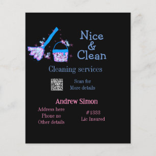 Blue pink glitter clean mop add name address q r b