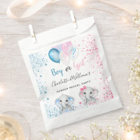 Blue pink glitter elephants gender reveal party