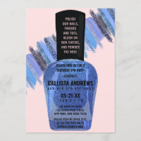 Blue Pink Glitter Nail Polish Spa Day Birthday