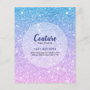Blue & Pink Glitter Ombre Nails Menu List