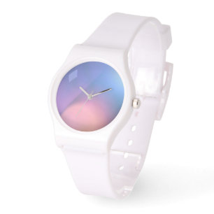 Blue Pink Gradient Dial White Silicone Watch