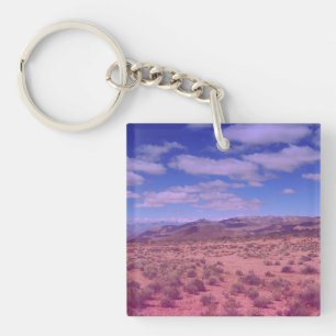 Blue Pink Gradient Overlay Road Trip Photo Key Ring