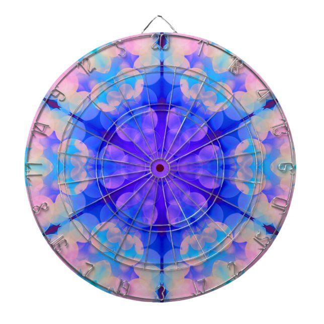 Blue & Pink Gradient Pastel Bubble Art Dartboard (Front)