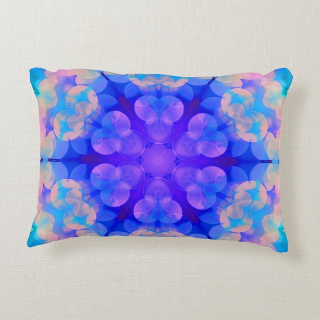 Blue & Pink Gradient Pastel Bubble Art Decorative Cushion (Back)