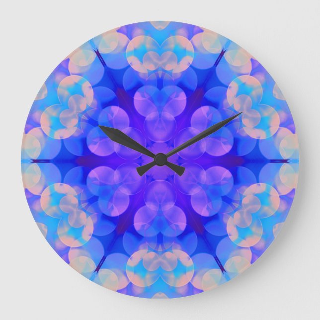 Blue & Pink Gradient Pastel Bubble Art Large Clock (Front)