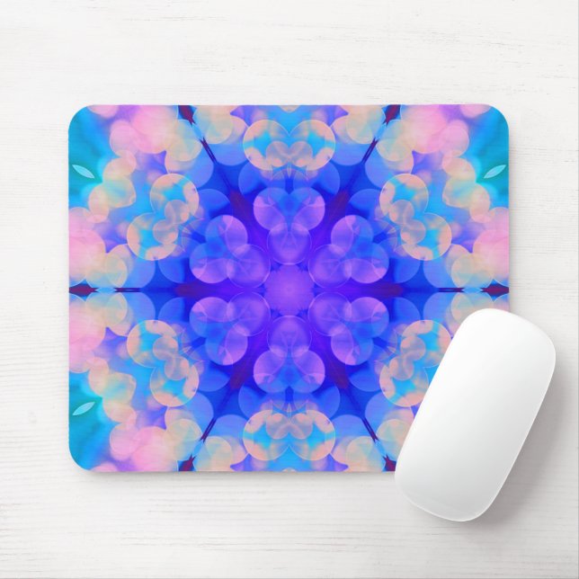 Blue & Pink Gradient Pastel Bubble Art Mouse Mat (With Mouse)