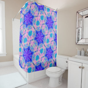 Blue & Pink Gradient Pastel Bubble Art Shower Curtain