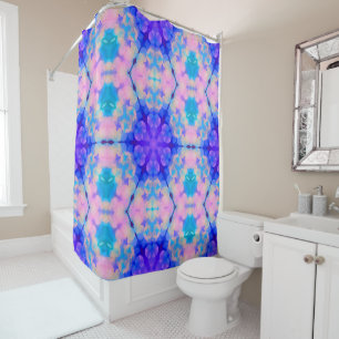 Blue & Pink Gradient Pastel Bubble Art Shower Curtain