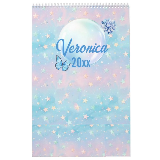 Blue-Pink Gradient Starry Background  Calendar (Cover)