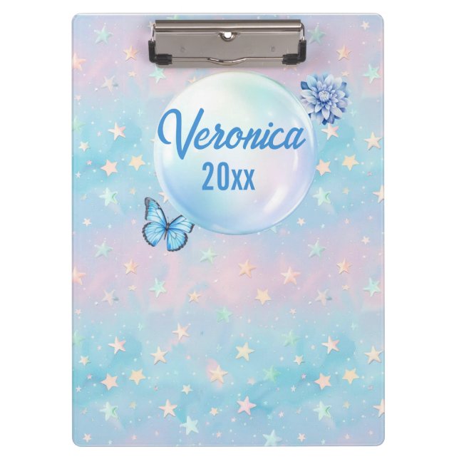 Blue-Pink Gradient Starry Background  Clipboard (Front)