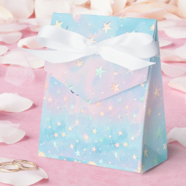 Blue-Pink Gradient Starry Background  Favour Box (Wedding)